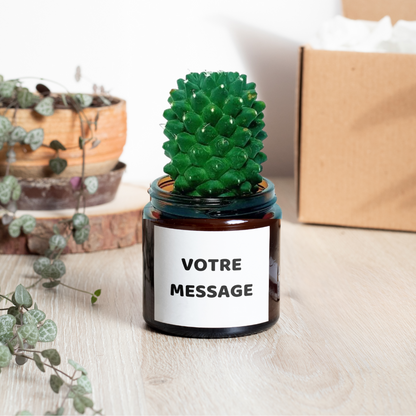 Véritable cactus dans un pot personnalisé, message au choix pour un cadeau durable et facile à entretenir.