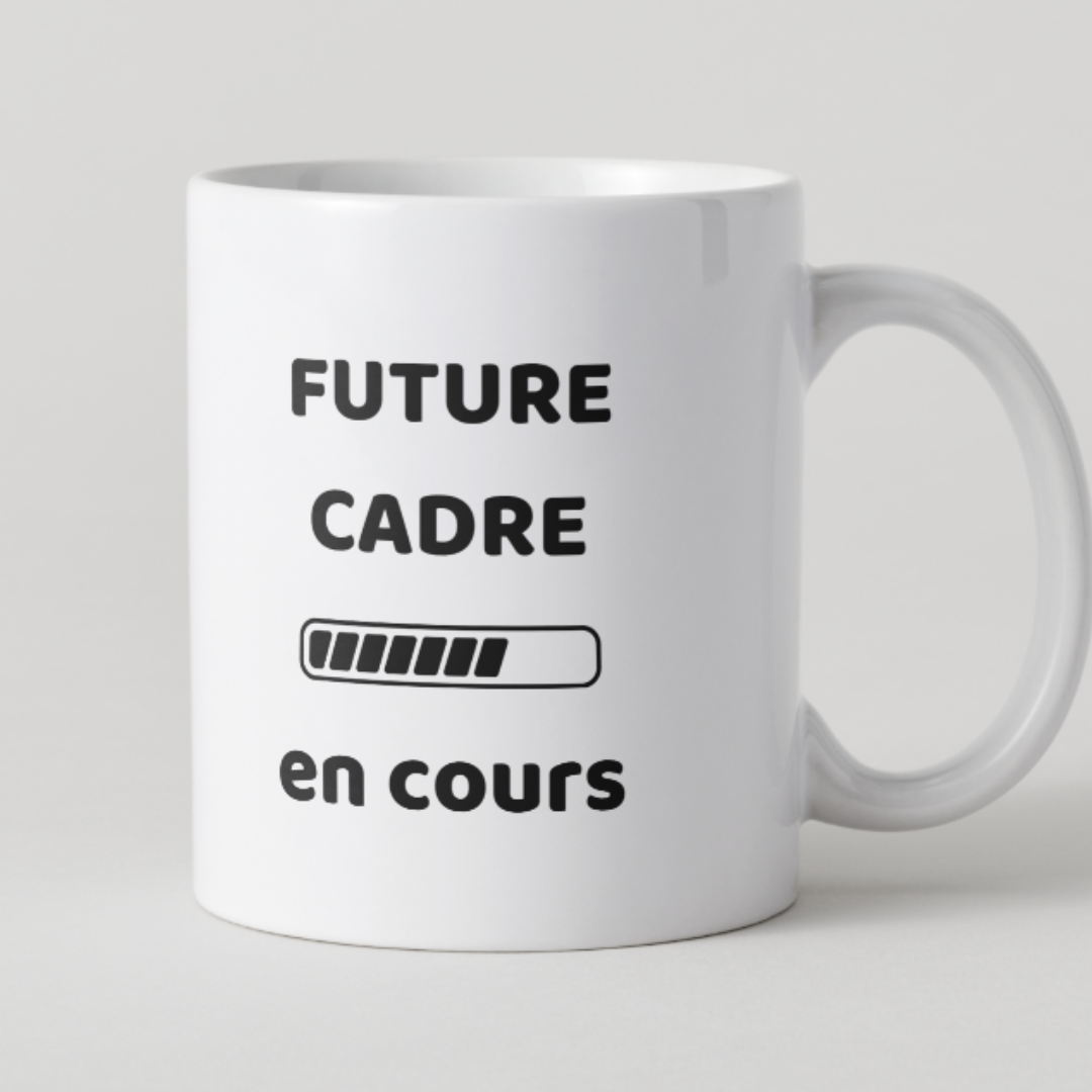 Mug cadeau travail avec texte Futur Cadre en cours et design barre de chargement.