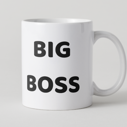 Mug blanc avec inscription BIG BOSS en lettres capitales noires